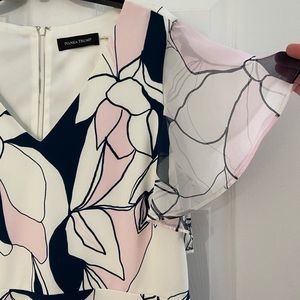 Floral leaf pink and blue shirt dress